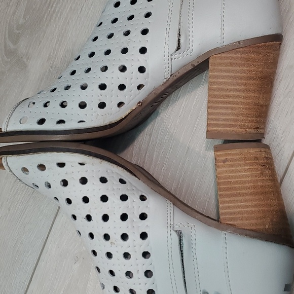 Toms Women Majorka Ankle Leather Peep Open Toe Heels boots shoes sz 8.5 - Picture 8 of 14